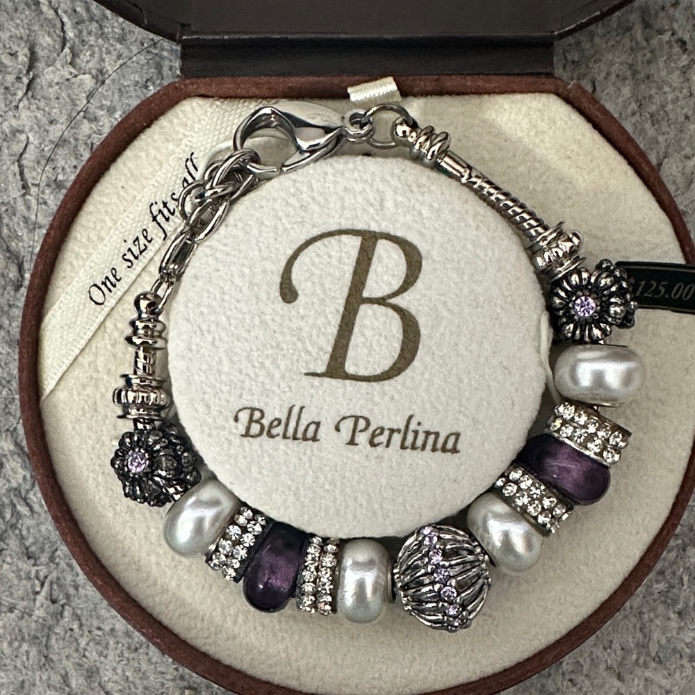 BNIB. Bella Perlina Amethyst and Silver Beaded Bracelet - Picture 2 of 6